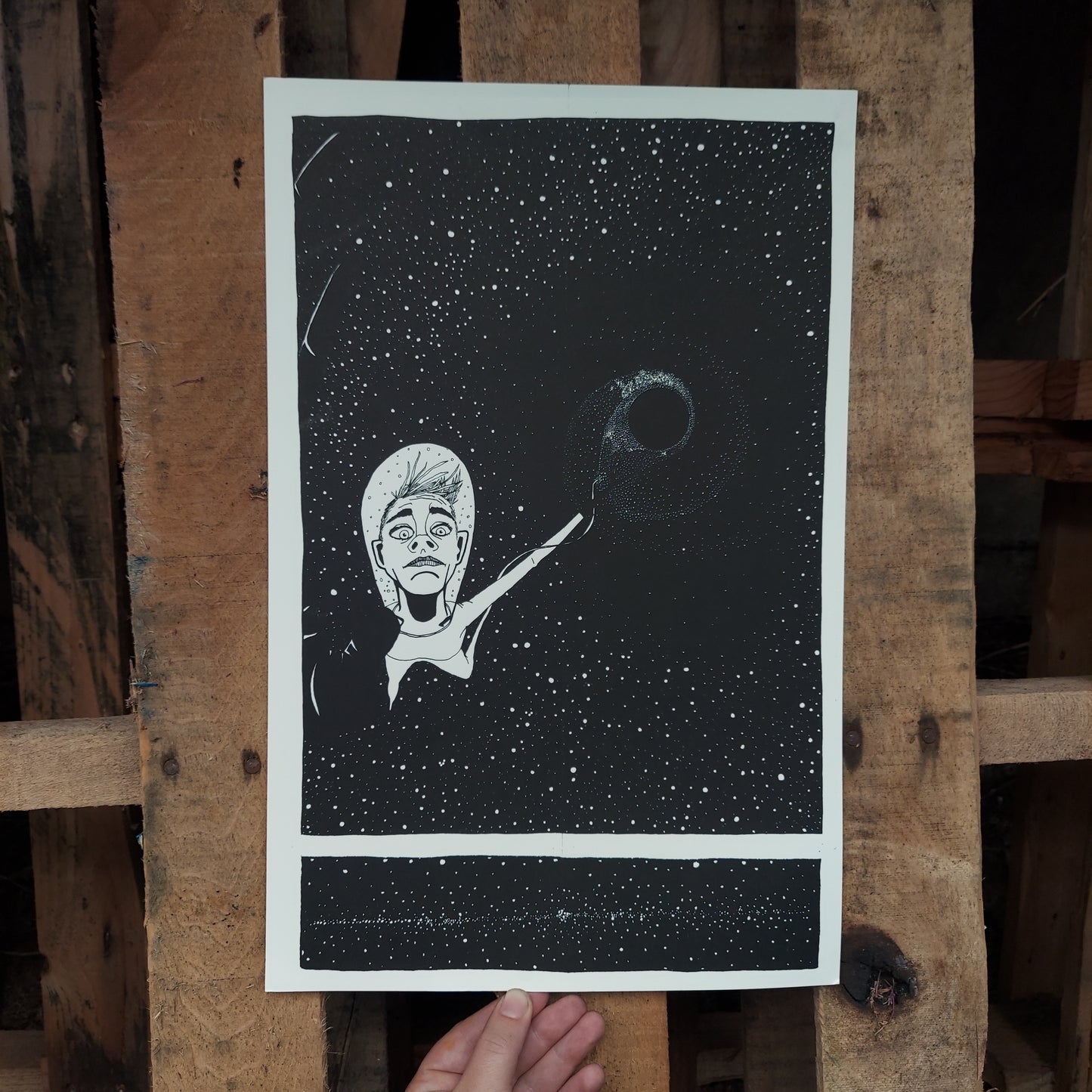 11x17 'Love Is Like Falling In A Black Hole' Risograph Print by Sarah Maloney