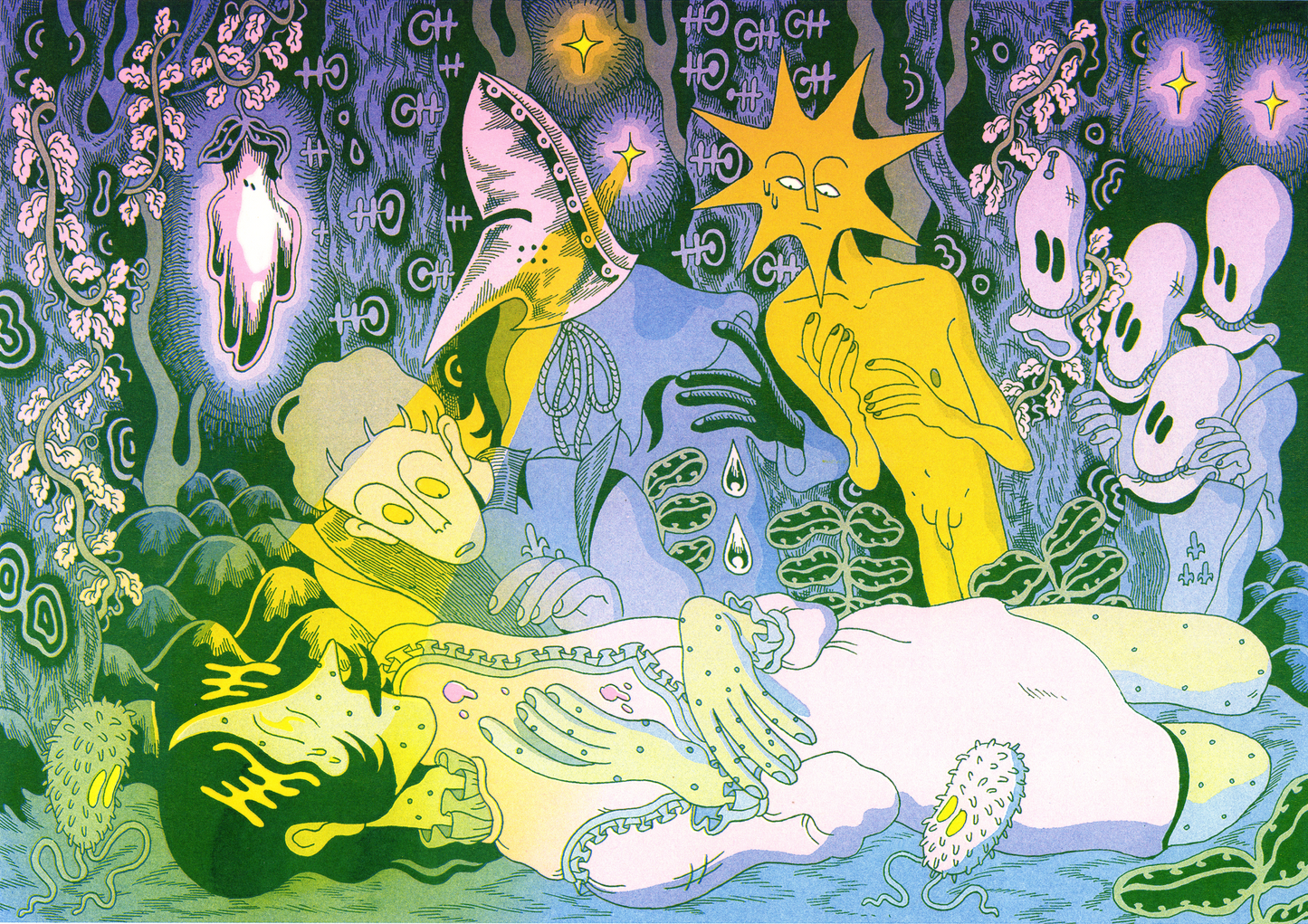 The End 11"x15" Prokaryote Season Risograph Print by Leo Fox