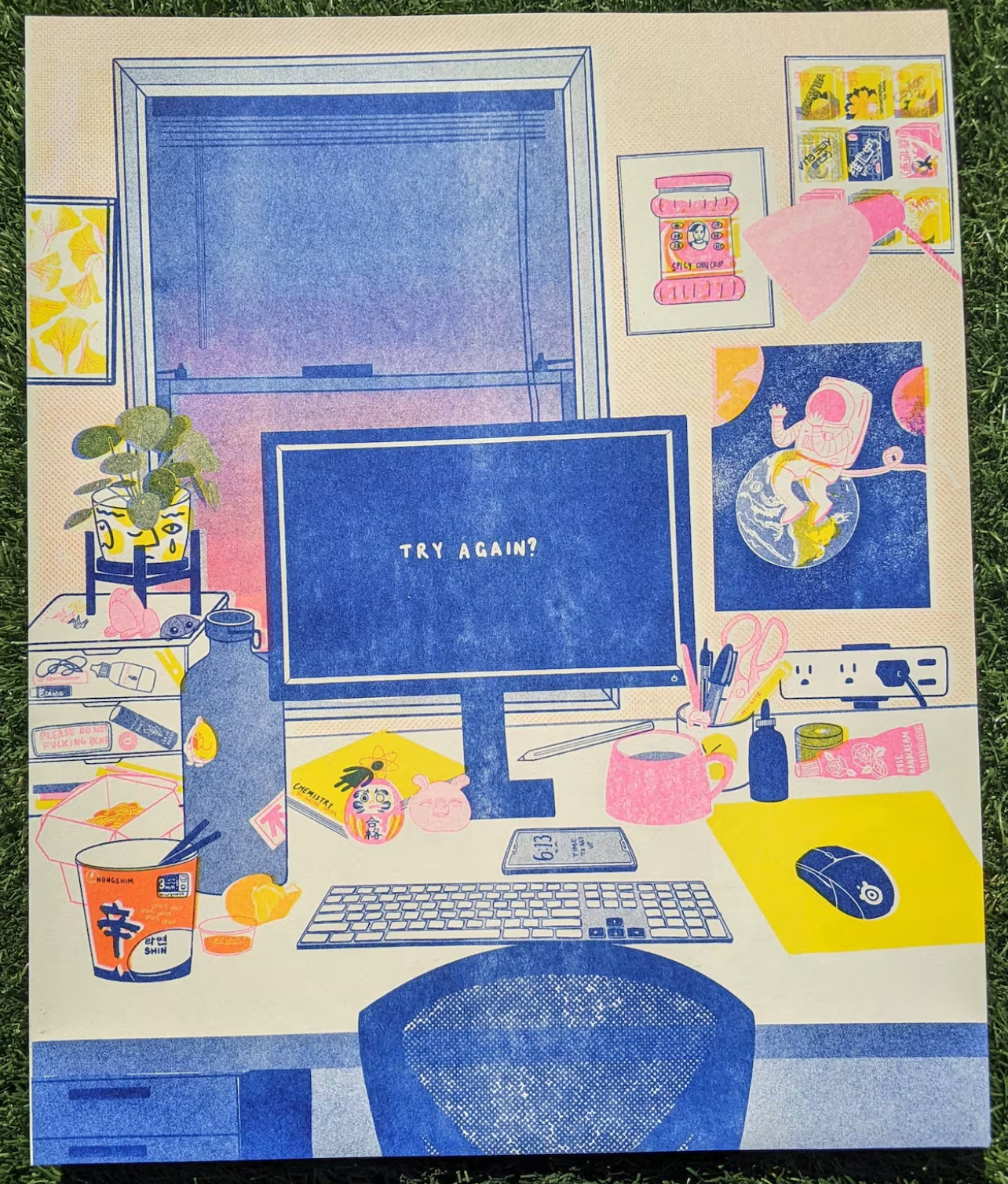 6AM 11x14 Risograph Print by Christina Hu
