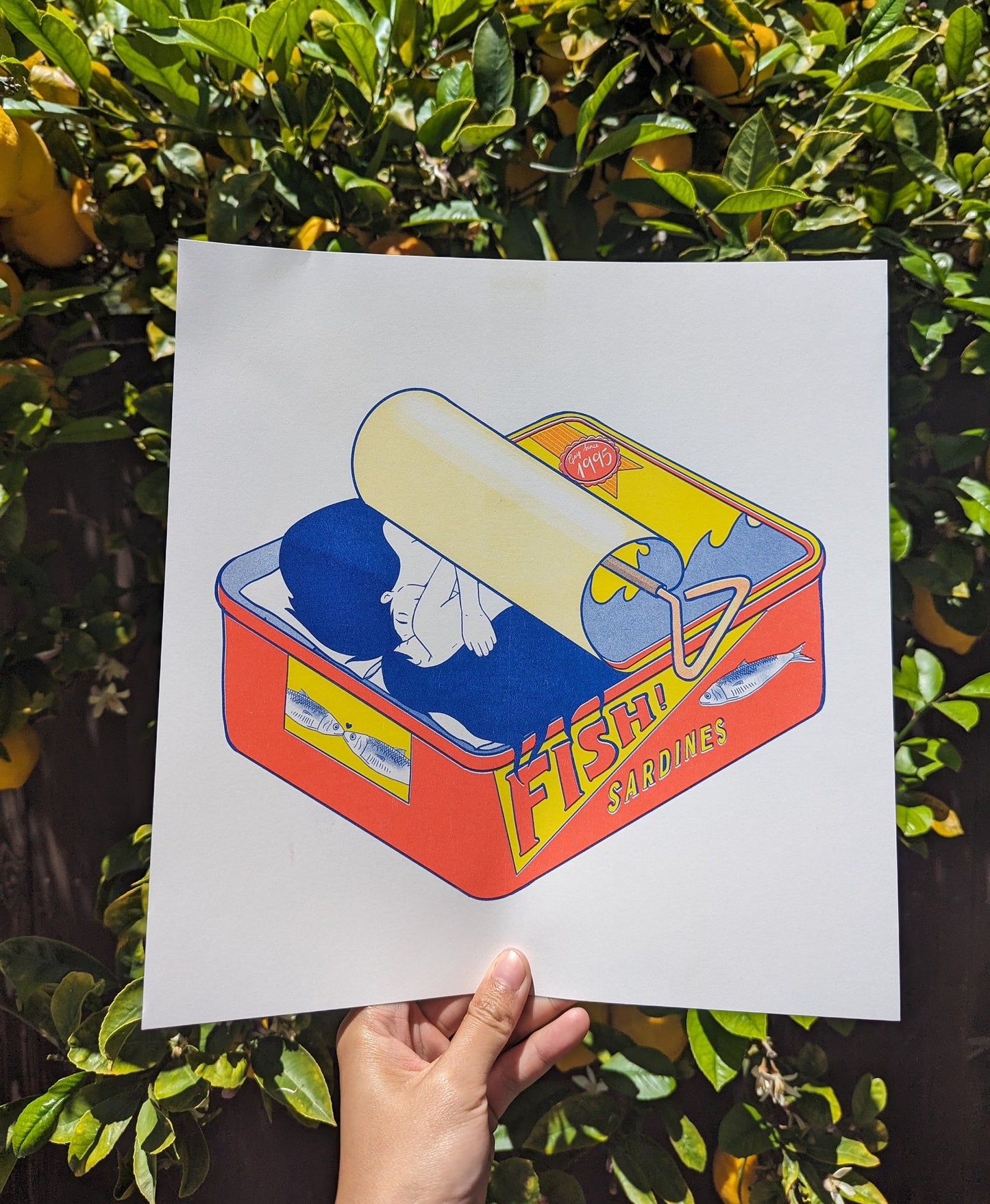 Sardine Girlfriends 11 x 12 Risograph Print by Christina Hu