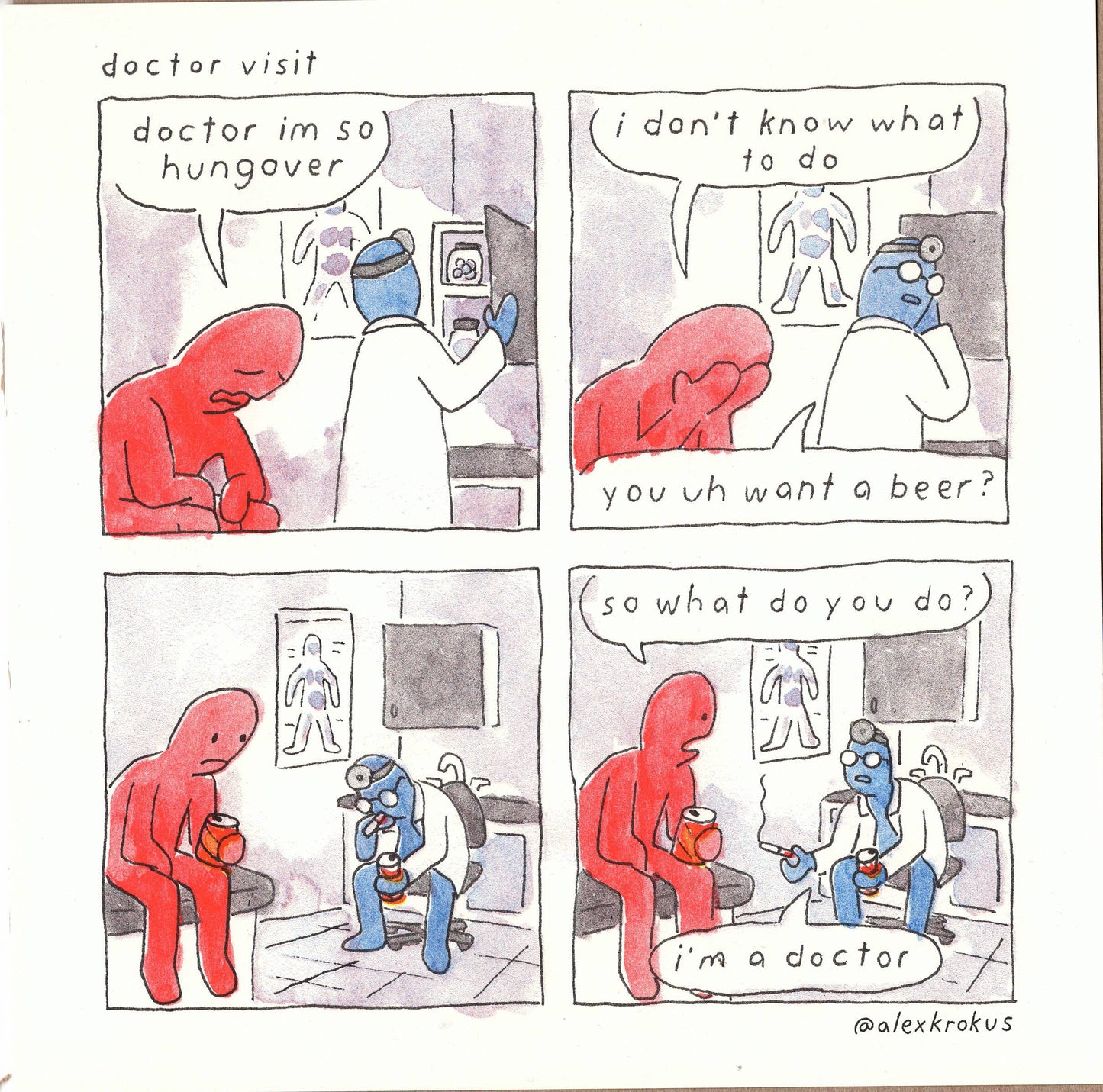 Risograph Print: Doctor Visit by Alex Krokus
