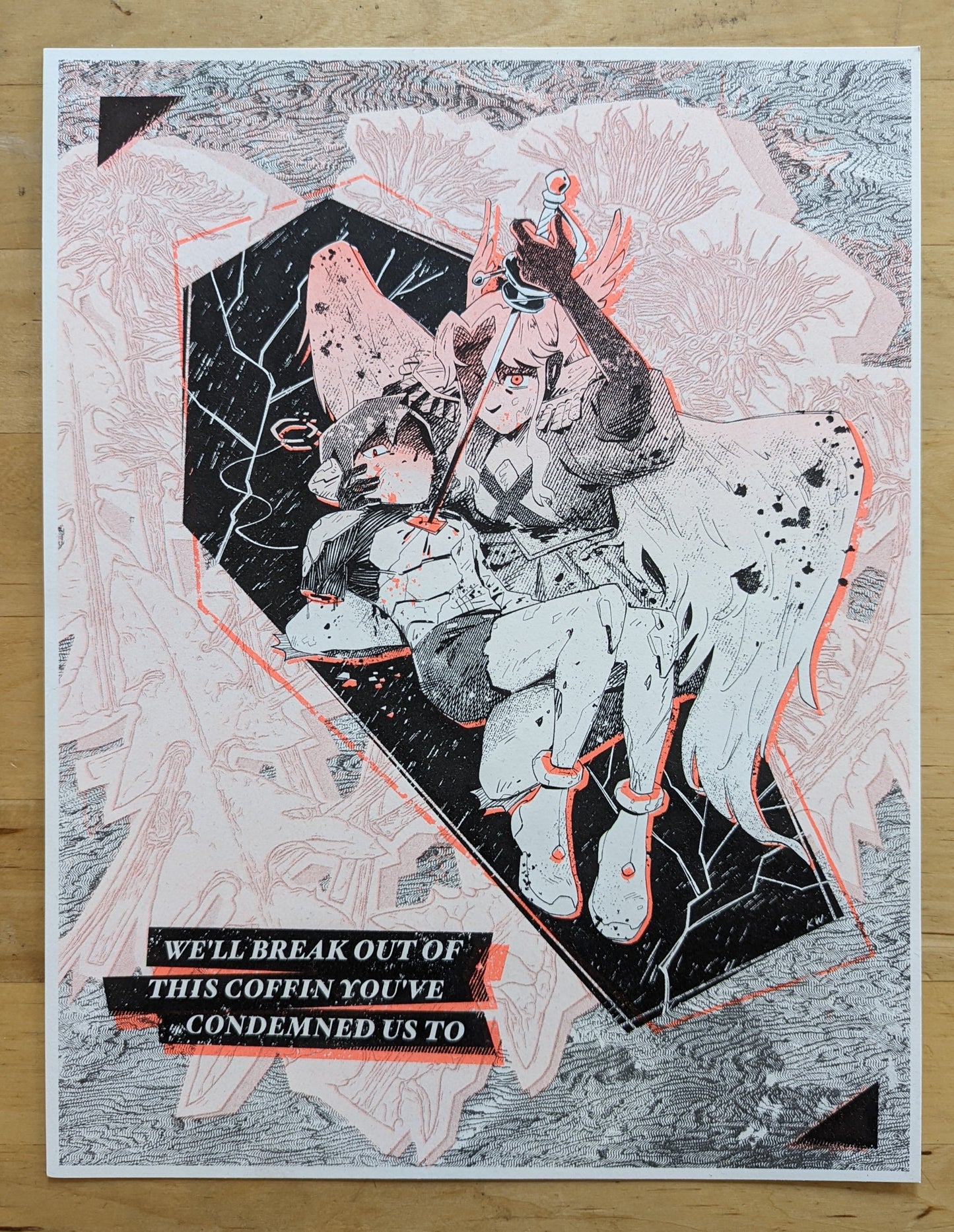 Risograph Print: We'll Break Out... (Thunder and Lightning) by Kimberly Wang