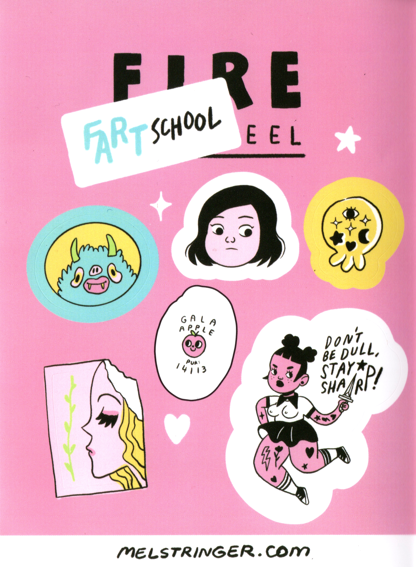 Sticker Sheet: Fart School by Mel Stringer