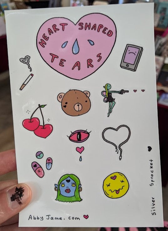 Sticker Sheet: Heart Shaped Tears by Abby Jame