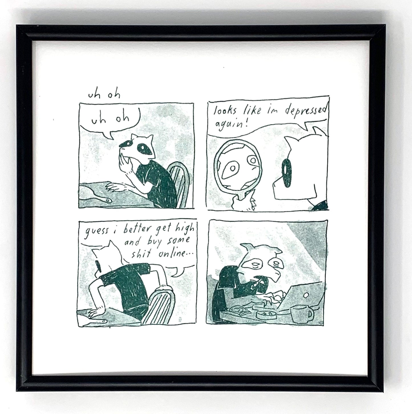 Risograph Print: Uh Oh by Alex Krokus