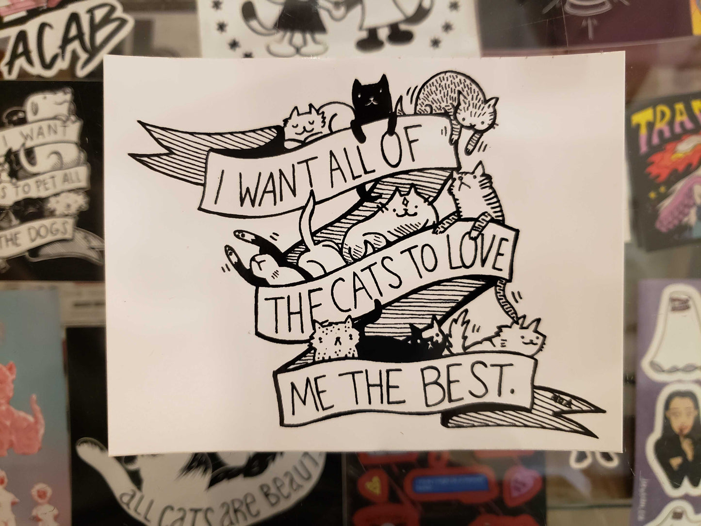 Sticker: I Want All Of The Cats To Love Me The Best - by Nation Of Amanda