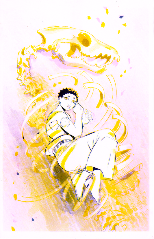 Risograph Print: The Cage - Cry Wolf Girl (11"x17") by Ariel Slamet Ries