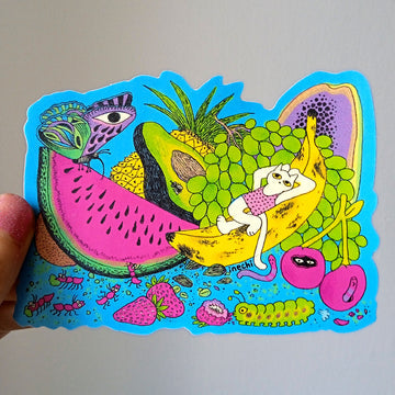 Inechi Animal Sticker Cat Fruit by Ines Estrada