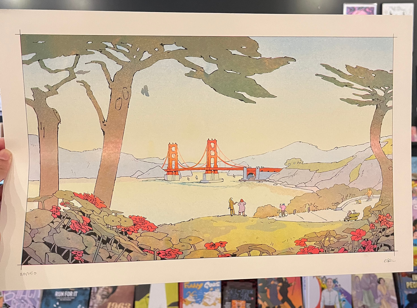 Risograph Print: Golden Gate (11"x17") by Liana Krakirian