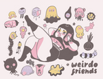 Weirdo Friends - mini print by Mel Stringer