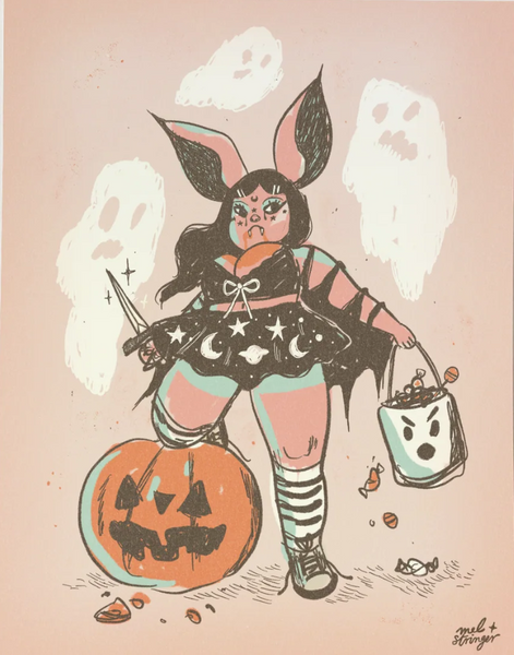 Spooky Von Cutie - mini print by Mel Stringer