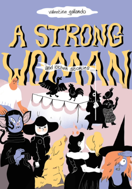 Book cover of 'A Strong Woman and Other Stories' with illustrated characters on a purple background