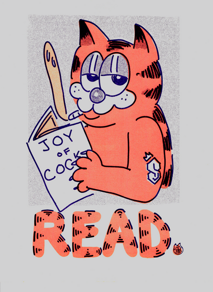 BARFIELD SAYS READ. riso print by Blue Hare Comix