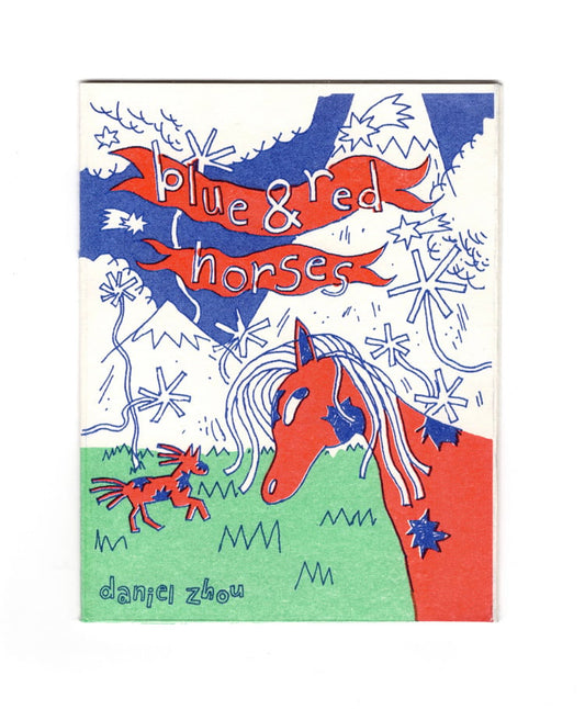 Blue and Red Horses Lyric Risograph Fanzine by Daniel Zhou