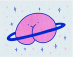 Butt Planet riso print by Blue Hare Comix