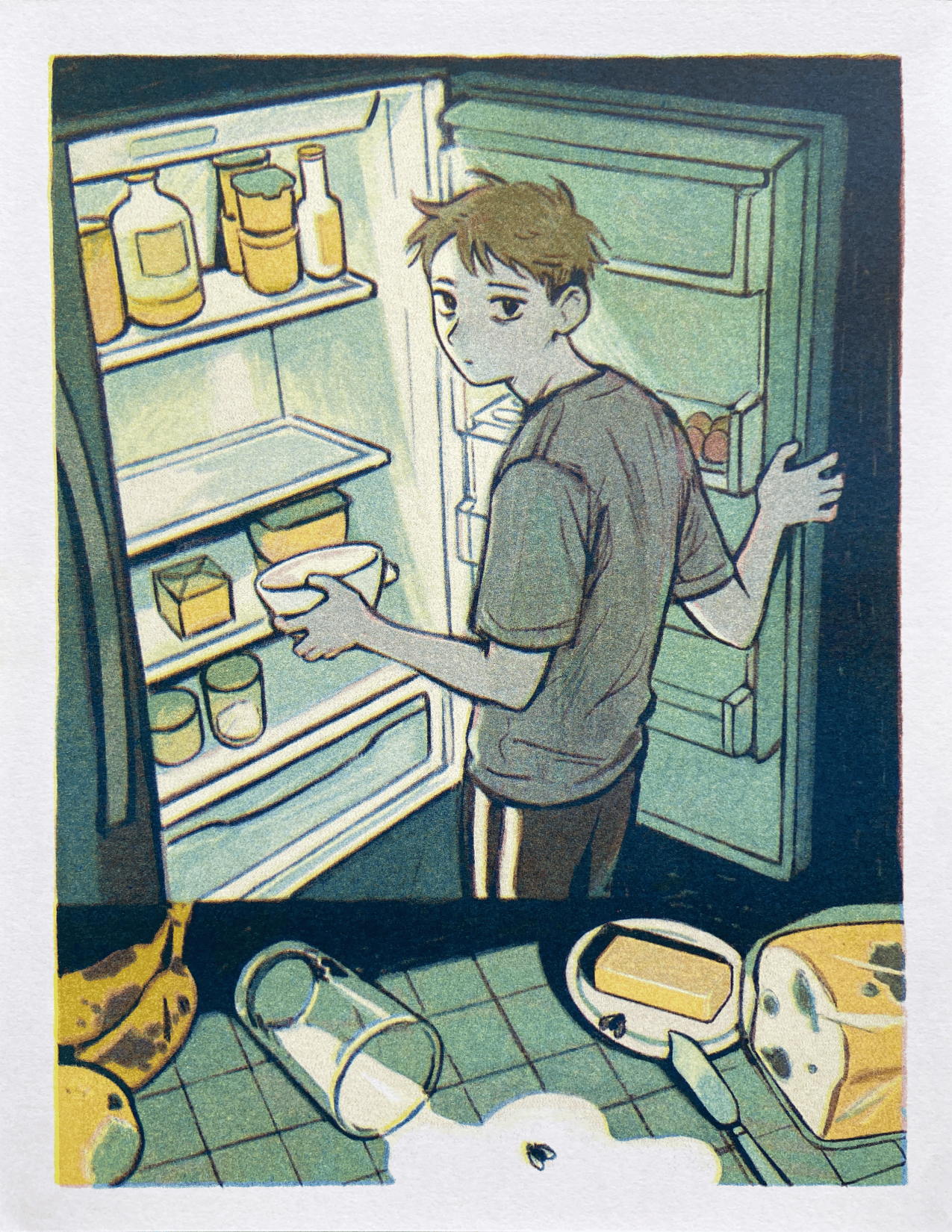 Risograph Print: Rot (Fridge) (8.5"x11") by Poxei