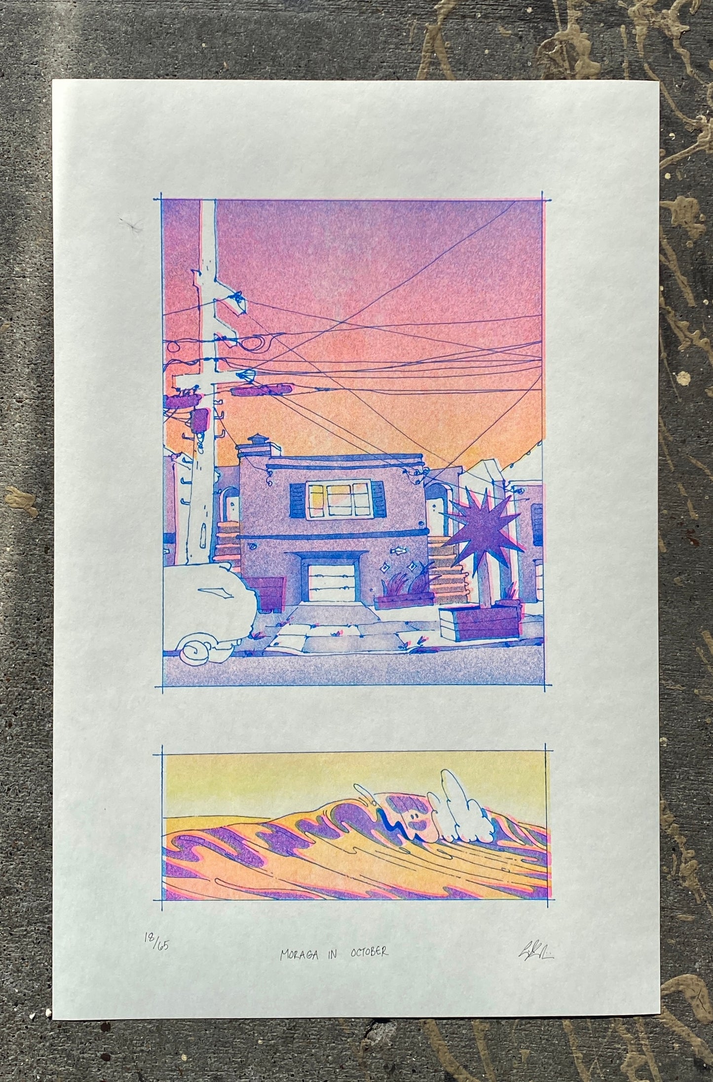 Risograph Print: Moraga In October (11"x17") by Liana Krakirian