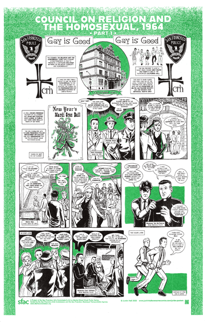 Council on Religion and the Homosexual, 1964 Riso Diptych Justin Hall (green)