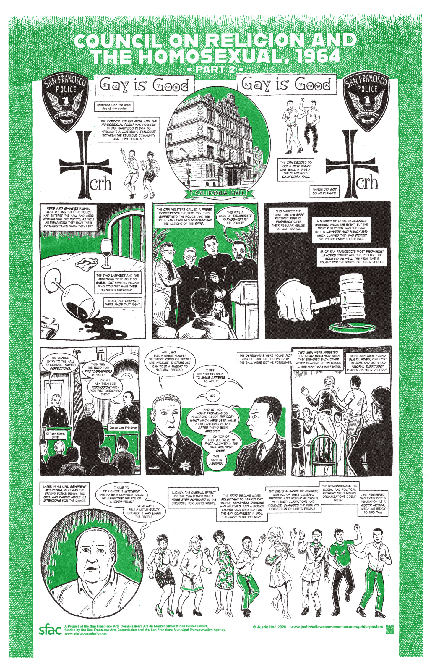 Council on Religion and the Homosexual, 1964 Riso Diptych Justin Hall (green)