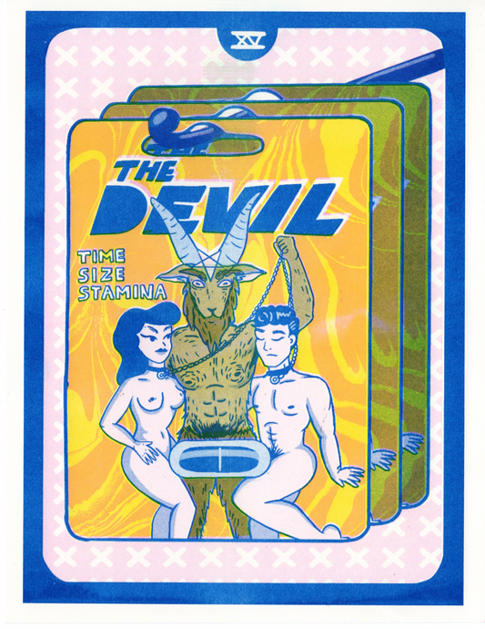 The Devil 8.5 x 11" Risograph Print by Christina Hu