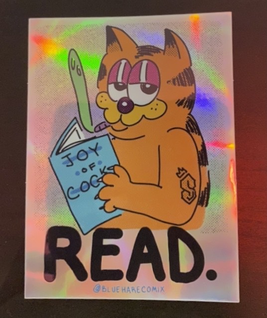 BARFIELD SAYS READ. Sticker by Blue Hare Comix
