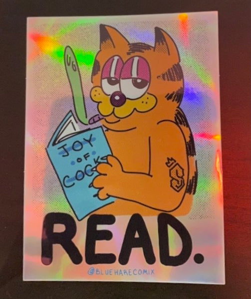 BARFIELD SAYS READ. Sticker by Blue Hare Comix