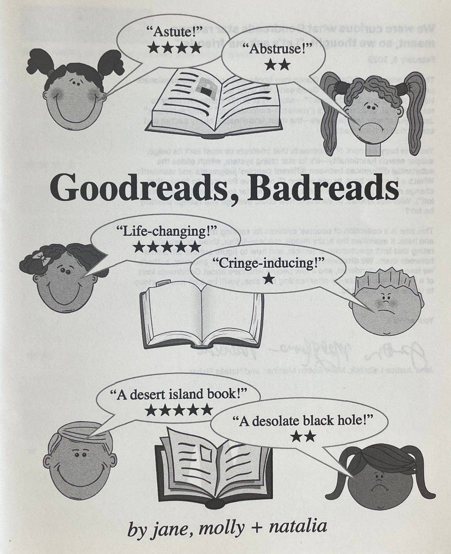 Goodreads, Badreads by Molly Rosen Marriner and Jane Leibrock and Natalia