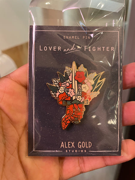 Enamel pin: Lover and a Fighter by Alex Gold