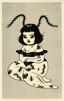 Risograph Print: Bug Girl by Mel Stringer