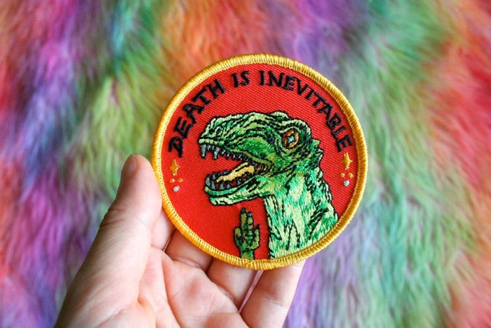 Embroidered Patch: Death is inevitable by Inés Estrada