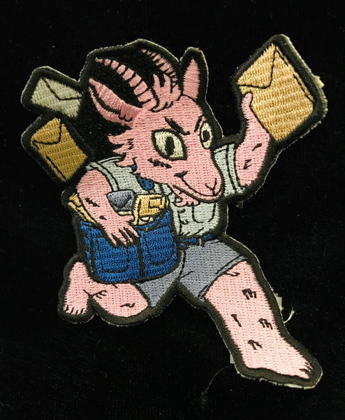 Embroidered Patch:  Silver Sprocket Postal Goat Dude