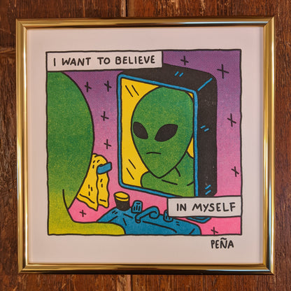 Risograph Print: I Want to Believe in Myself by Andrew Peña
