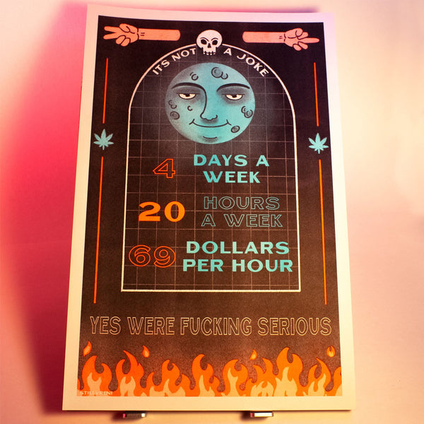 4 Days a Week 20 Hours a Week 69 Dollars per Hour Print by Vreni Stollberger